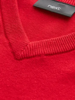 Next Red Knitted V-Neck School Jumper (3-16yrs)