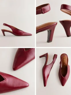 Hot Next Leather Pointed Toe Slingback Heels Red