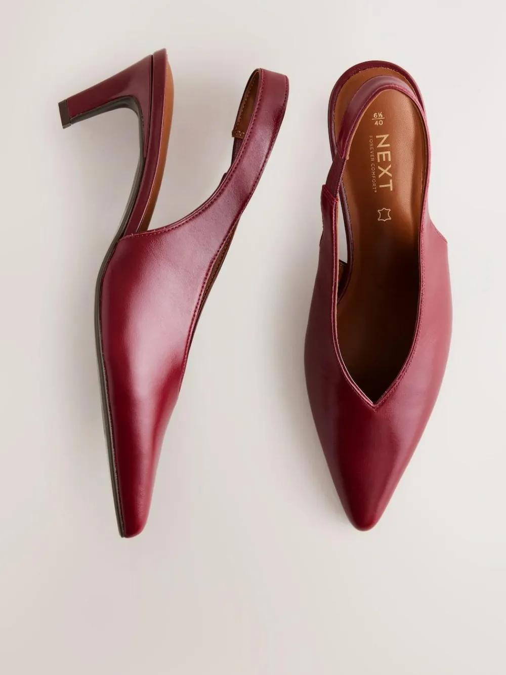 Hot Next Leather Pointed Toe Slingback Heels Red