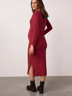 Outlet Next Maternity Long Sleeve Nursing Shelf Dress Red