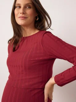 Outlet Next Maternity Long Sleeve Nursing Shelf Dress Red