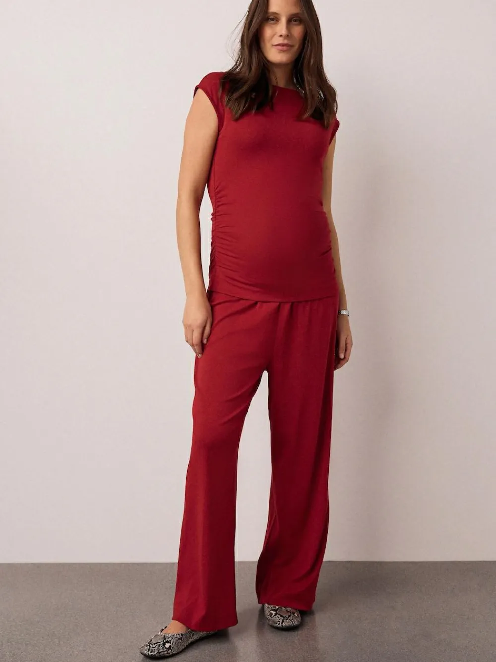 Next Red Maternity Supersoft Wide Leg Trousers^Women Pants