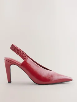 Next Pointed Toe High Cut Slingback Heels Red