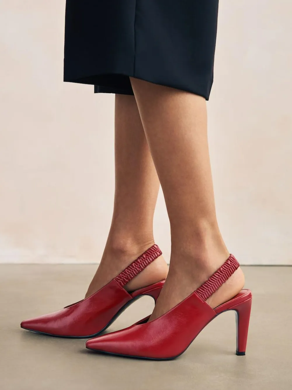 Next Pointed Toe High Cut Slingback Heels Red