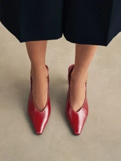 Next Pointed Toe High Cut Slingback Heels Red