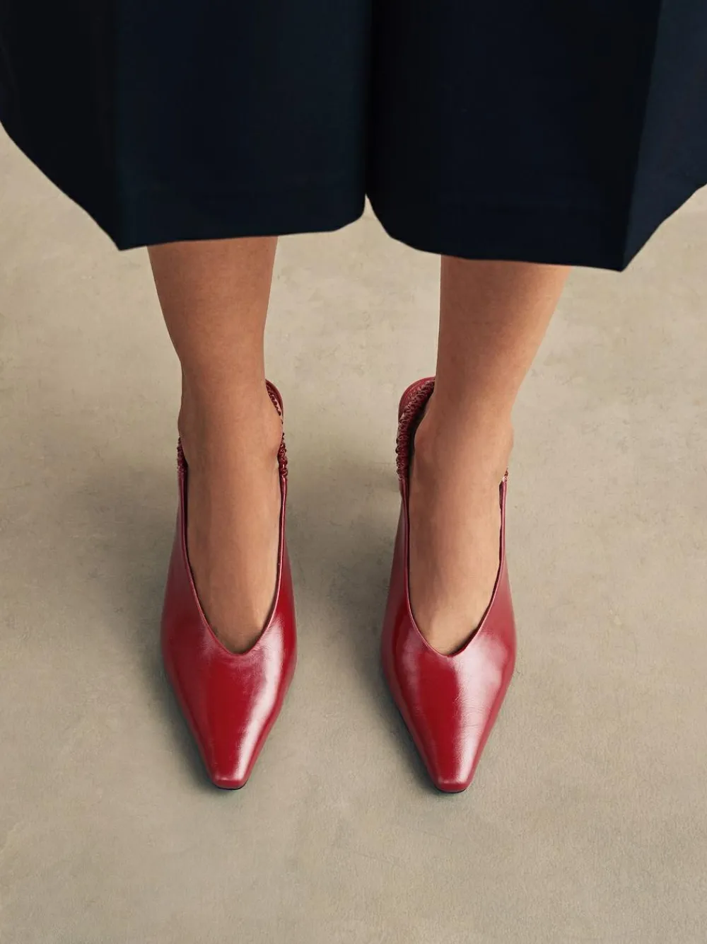 Next Pointed Toe High Cut Slingback Heels Red