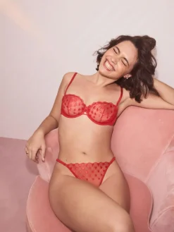 Sale Next Red Premium Swiss Heart Embroidery Thong