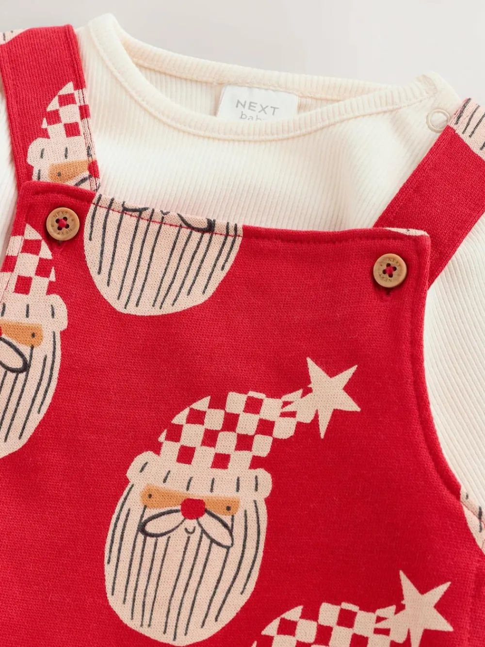 Hot Next Red Santa All Over Print Christmas Baby Dungaree Set (0mths-3yrs)