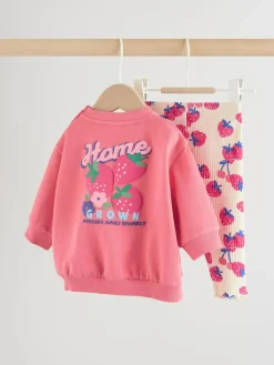 Next Baby Sweatshirt and Leggings 2 Piece Set (0mths-2yrs) Red Strawberry