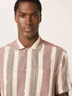 Next Stripe Textu Short Sleeve Shirt Red