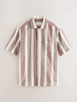 Next Stripe Textu Short Sleeve Shirt Red