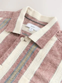 Next Stripe Textu Short Sleeve Shirt Red