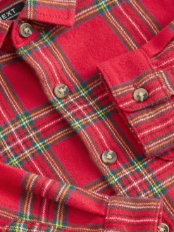 Next Long Sleeve Christmas Check Shirt (3mths-10yrs) Red Tartan