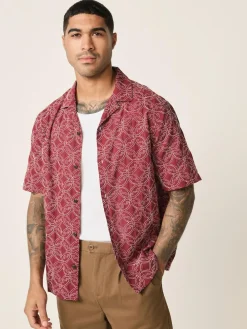 Next Textu Embroide Tile Short Sleeve Shirt^ Shirts