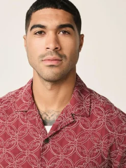 Next Textu Embroide Tile Short Sleeve Shirt^ Shirts