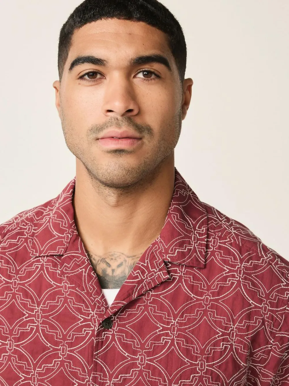 Next Textu Embroide Tile Short Sleeve Shirt^ Shirts