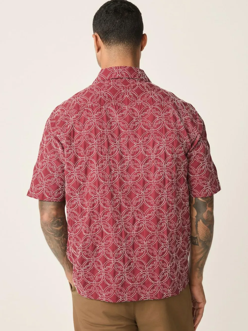 Next Textu Embroide Tile Short Sleeve Shirt^ Shirts
