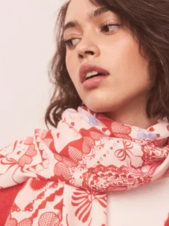 Clearance Next Red Valentine Patchwork Lightweight Scarf