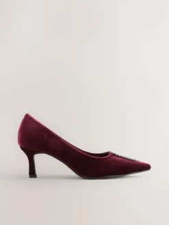 Sale Next Red Velvet Forever Comfort Jewel Trim Pointed Court Heels
