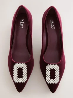 Sale Next Red Velvet Forever Comfort Jewel Trim Pointed Court Heels