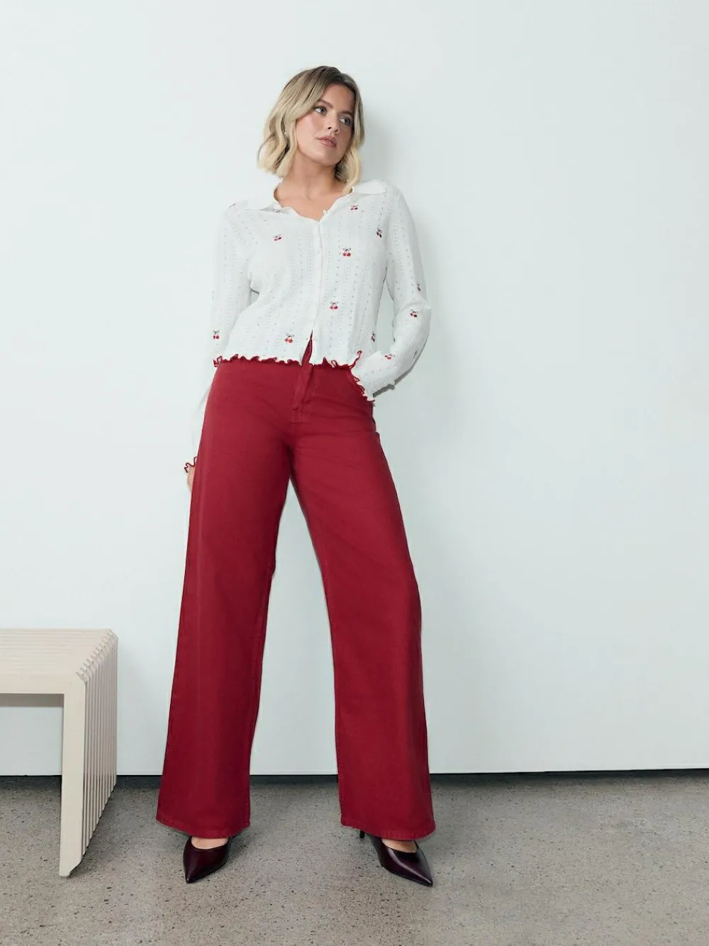 Next Red Wide Leg Jeans^Women Jeans|Jeans