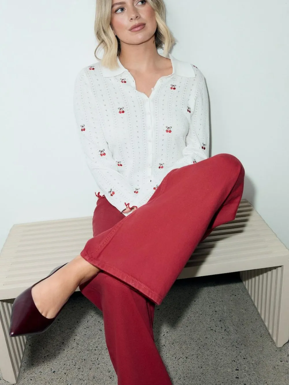 Next Red Wide Leg Jeans^Women Jeans|Jeans