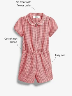 Next Zip Front Cotton Rich Gingham School Playsuit (3-14yrs)^ Jumpsuits & Playsuits