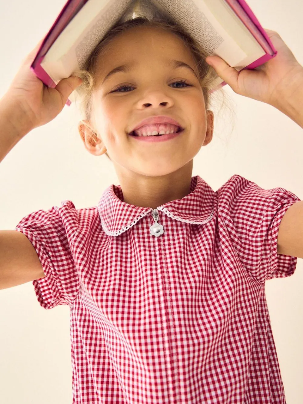 Next Zip Front Cotton Rich Gingham School Playsuit (3-14yrs)^ Jumpsuits & Playsuits