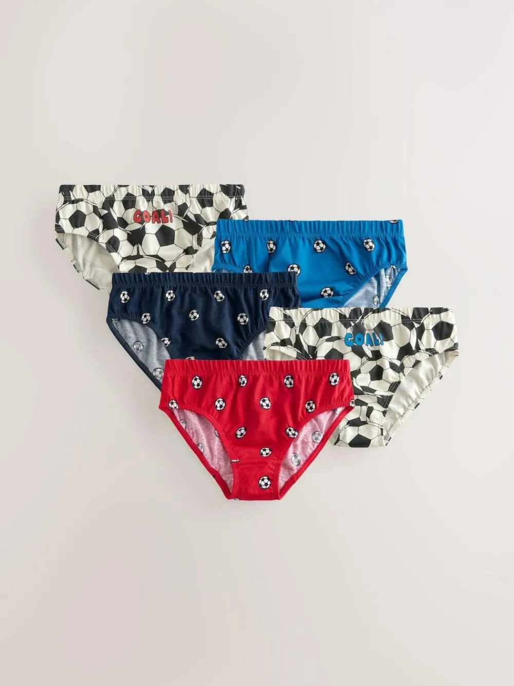 New Next 100% Cotton Printed Briefs 5 Pack (1.5-10yrs) Red/Blue Football