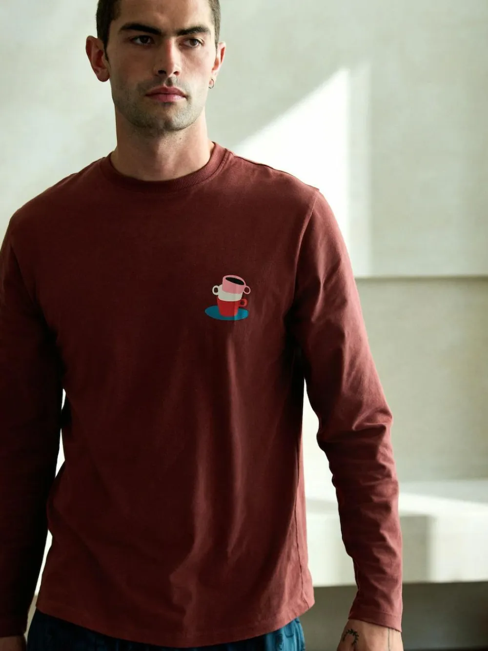 Hot Next Graphic Long Sleeve Jersey Pyjamas Set Red/Blue