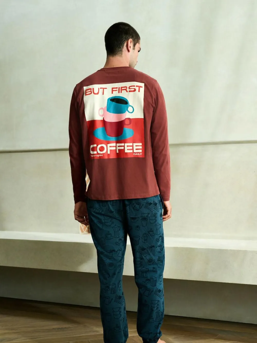 Hot Next Graphic Long Sleeve Jersey Pyjamas Set Red/Blue