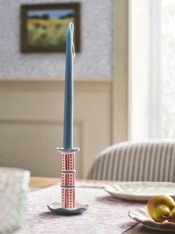 Next Red/Blue Stripe Ceramic Taper Candle Holder^ Candle Holders & Lanterns