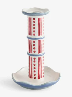 Next Red/Blue Stripe Ceramic Taper Candle Holder^ Candle Holders & Lanterns