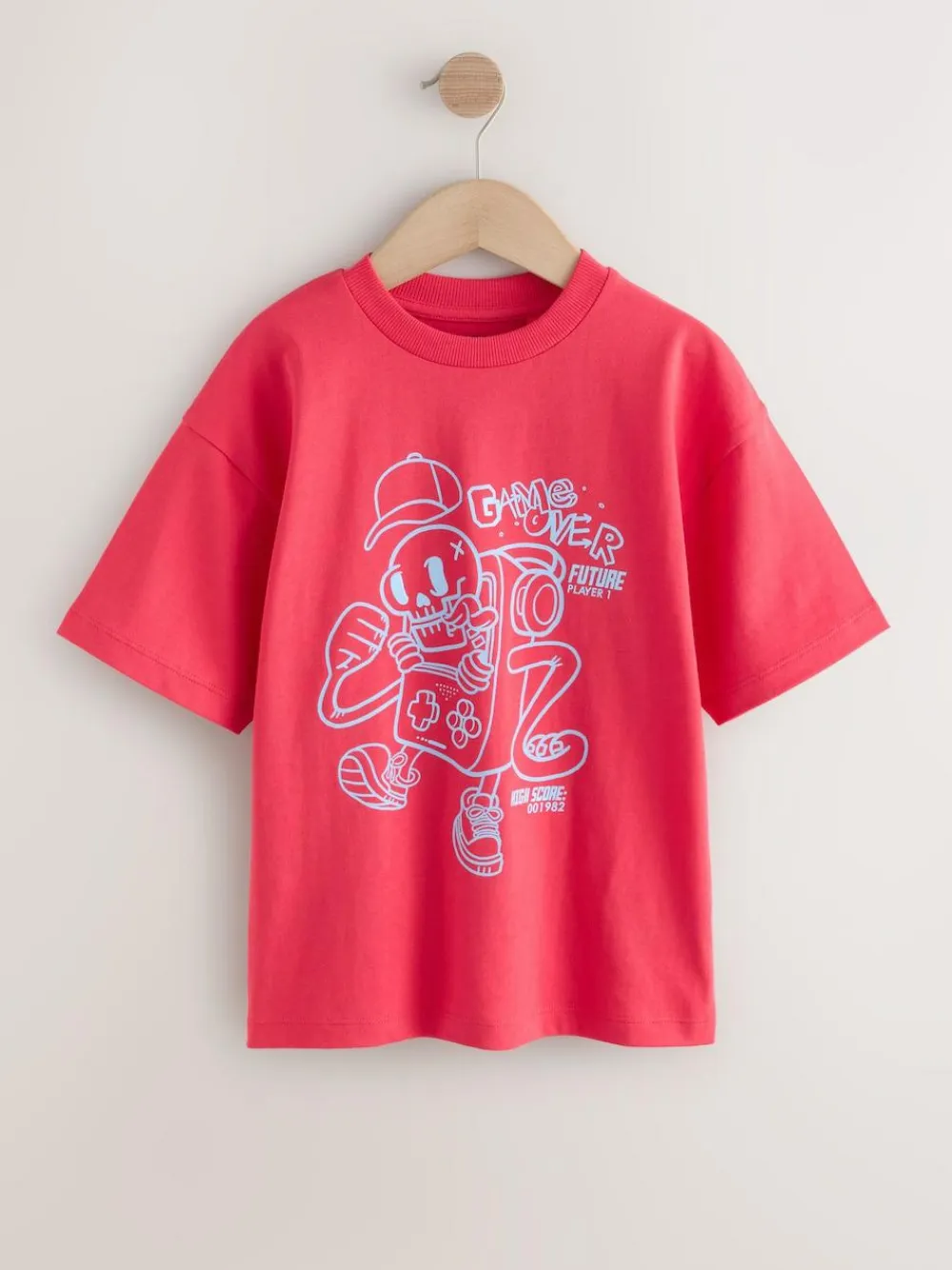 Online Next Red/Blue/Cement Regular Fit Graphic Print Short Sleeve T-Shirts 3 Pack (3-16yrs)