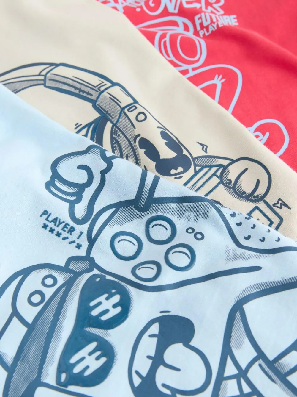 Online Next Red/Blue/Cement Regular Fit Graphic Print Short Sleeve T-Shirts 3 Pack (3-16yrs)