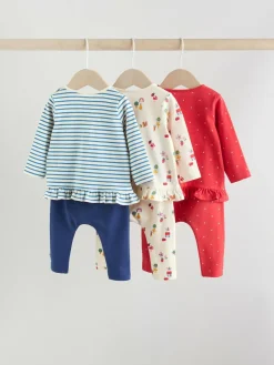 Discount Next Red/Blue/Cream Long Sleeve Top And Leggings Set 6 Piece (0mths-3yrs)