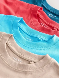 Next Red/Blue/Navy/Neutral Relaxed Fit Short Sleeves T-Shirts 4 Pack (3-16yrs)^BOY T-Shirts