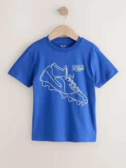 Discount Next Red/Blue/White Football Regular Fit Graphic Print Short Sleeve T-Shirts 3 Pack (3-16yrs)