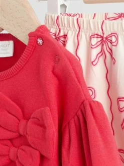 Sale Next Baby Bow Sweaters and Leggings Set 2 Piece (0mths-2yrs) Red/Cream