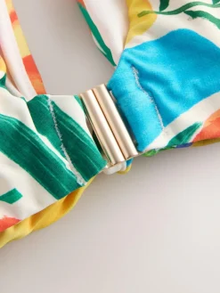 Sale Next DD+ Knot Front Plunge Bikini Top Red/Green Tropical