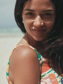 Hot Next Red/Green Tropical Dd+ Wired Scoop Neck Tummy Control Swimsuit