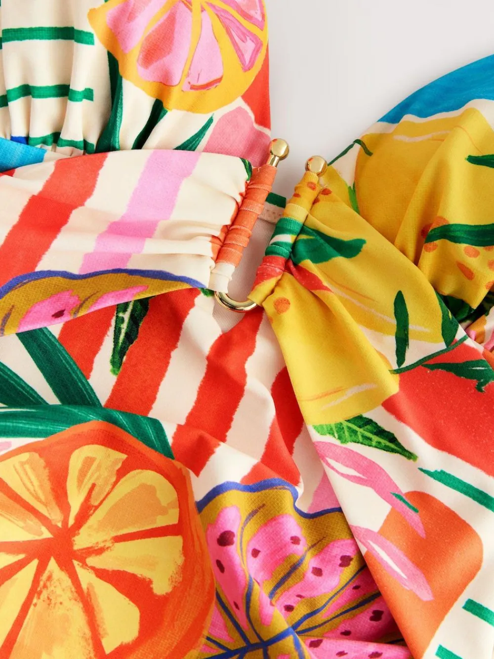 Best Next Utrim Tummy Control Plunge Swimsuit Red/Green Tropical