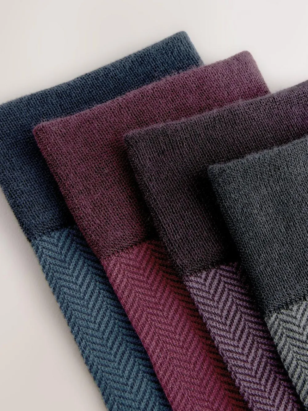 Discount Next Red/Green/Blue Herringbone Pattern Modal Signature Socks 4 Pack