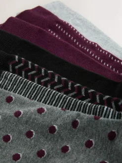 New Next Red/Grey 7 Pack Mens Cotton Rich Socks