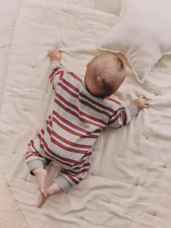 Clearance Next Red/Grey Stripe Baby Sweat Romper (0mths-3yrs)