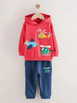 Best Next Hoodie And Joggers Set (3mths-7yrs) Red/Navy Blue Appliqué Transport