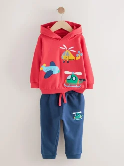 Best Next Hoodie And Joggers Set (3mths-7yrs) Red/Navy Blue Appliqué Transport