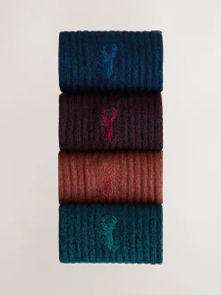 New Next Heavyweight Socks 4 Pack Red/Orange Twisted