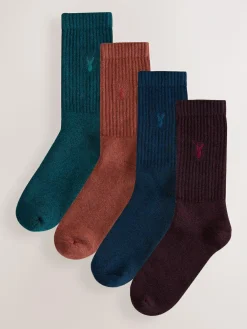 New Next Heavyweight Socks 4 Pack Red/Orange Twisted