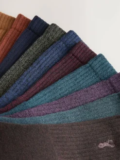 Outlet Next Stag Embroidered Heavyweight Socks 10 Pack Red/Orange/Blue